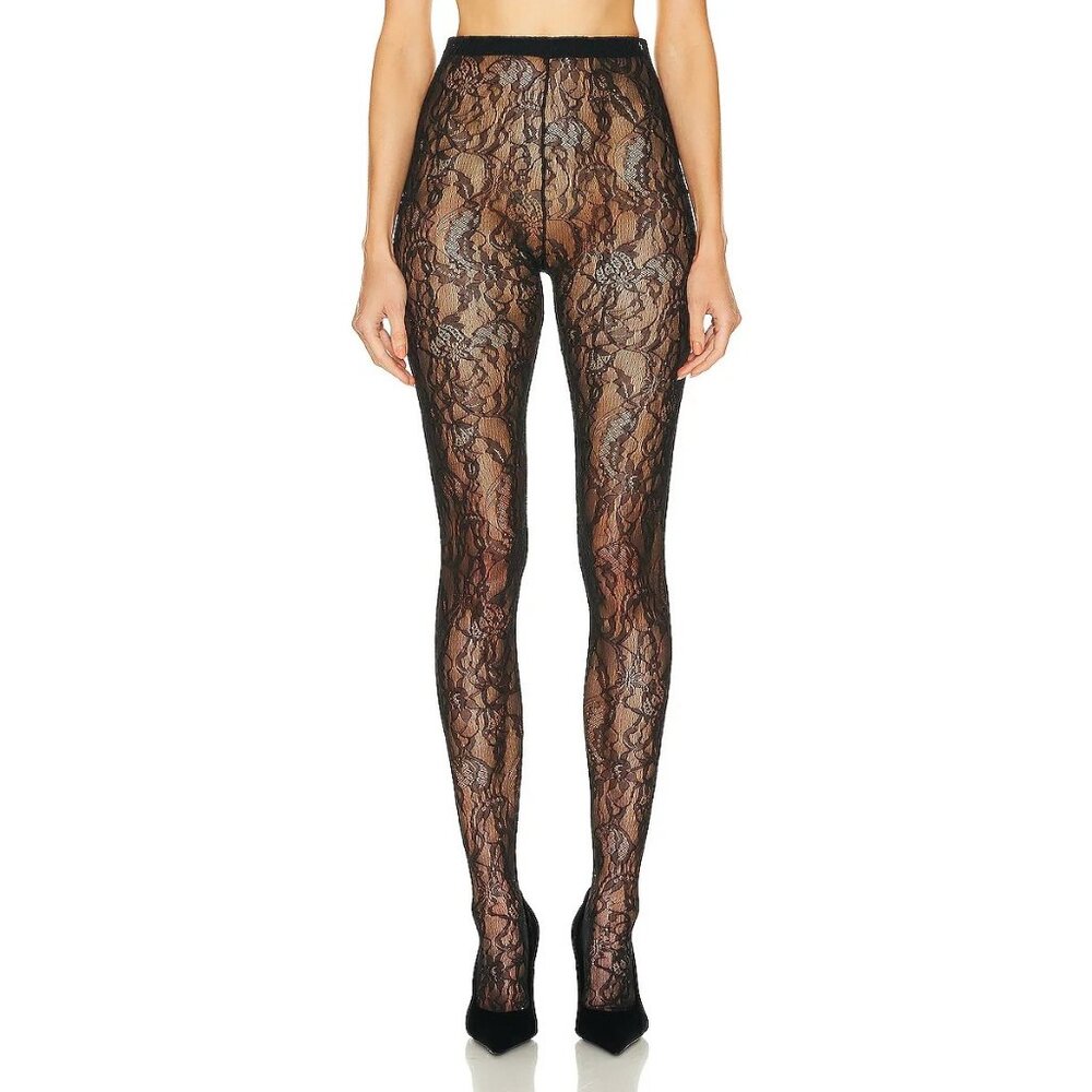 WARDROBE.NYC Black Lace Sheer Tights